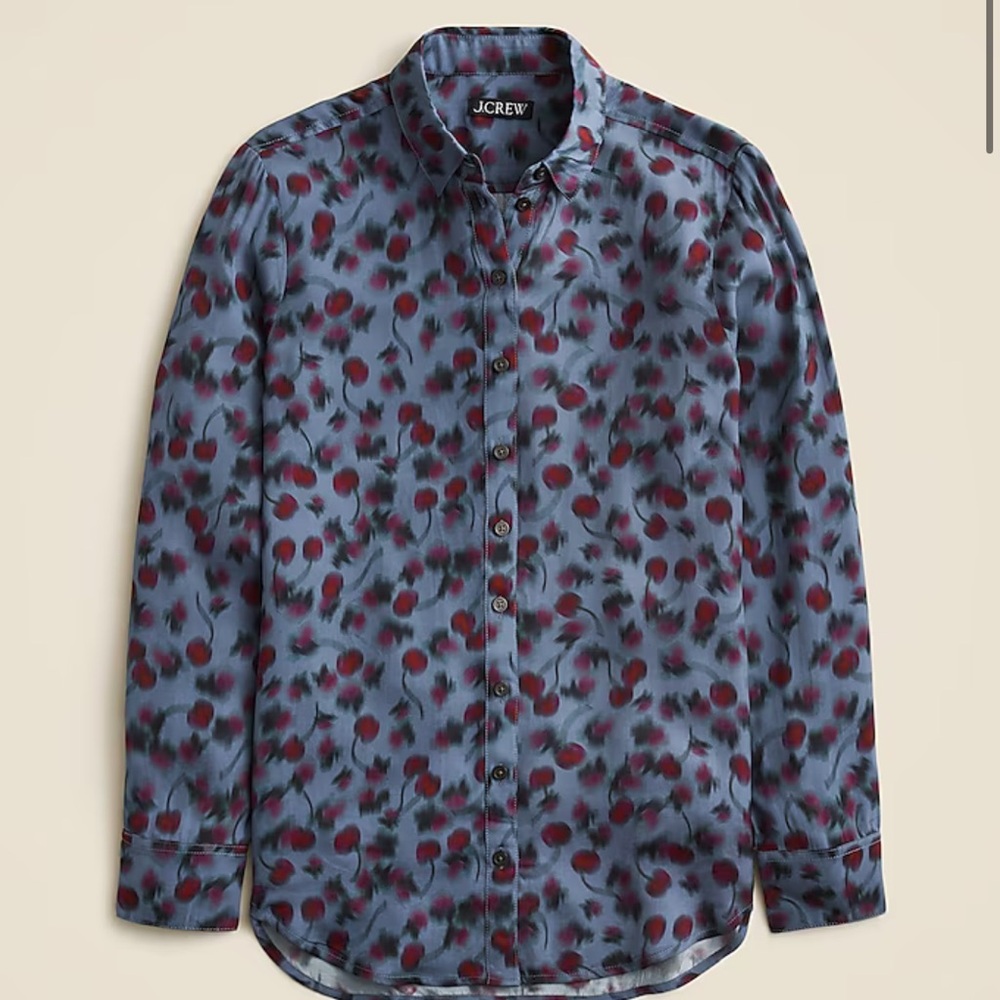 J.Crew Drapey button-up shirt in cherry-printed - Picture 2 of 7